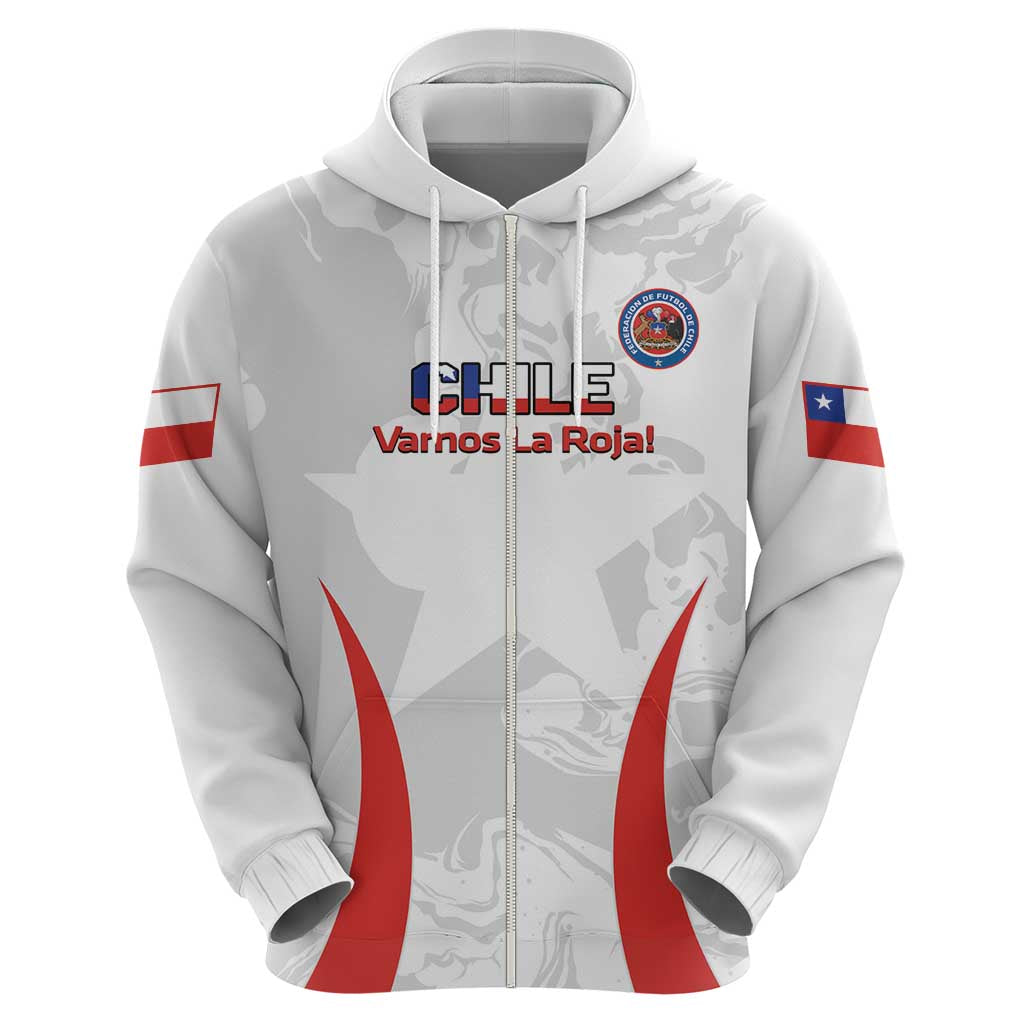 Custom Chile Football Hoodie 2024 Vamos La Roja - White - Wonder Print Shop