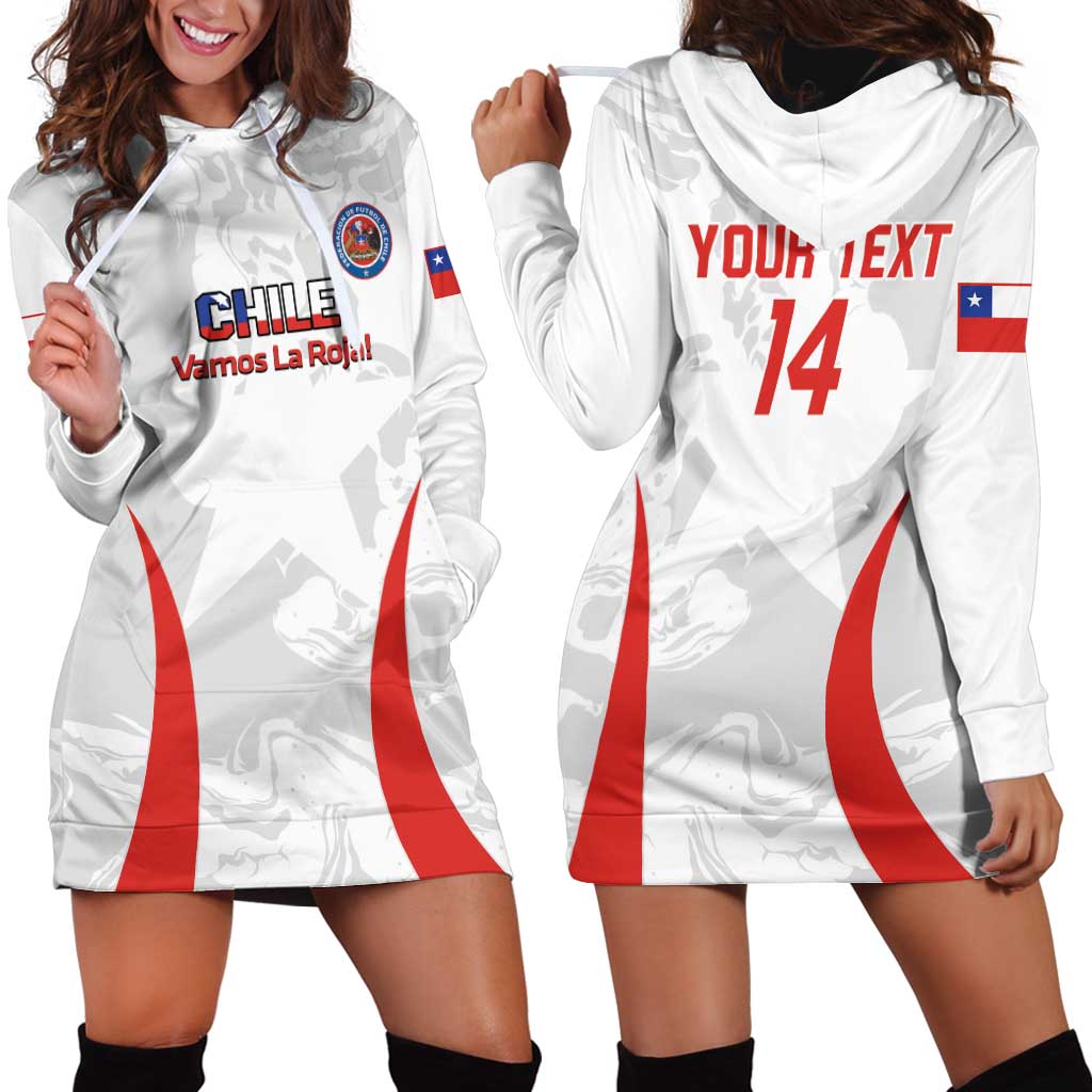 Custom Chile Football Hoodie Dress 2024 Vamos La Roja - White - Wonder Print Shop