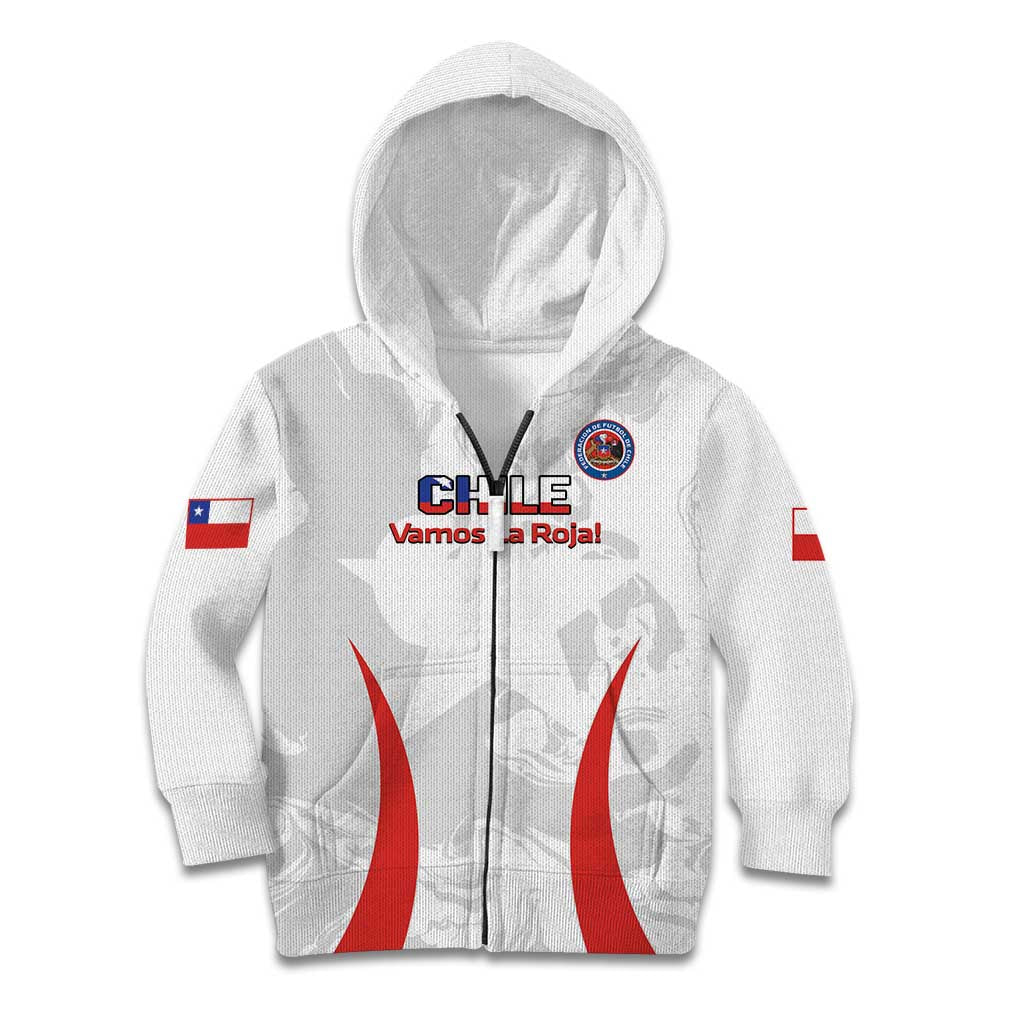 Custom Chile Football Kid Hoodie 2024 Vamos La Roja - White - Wonder Print Shop