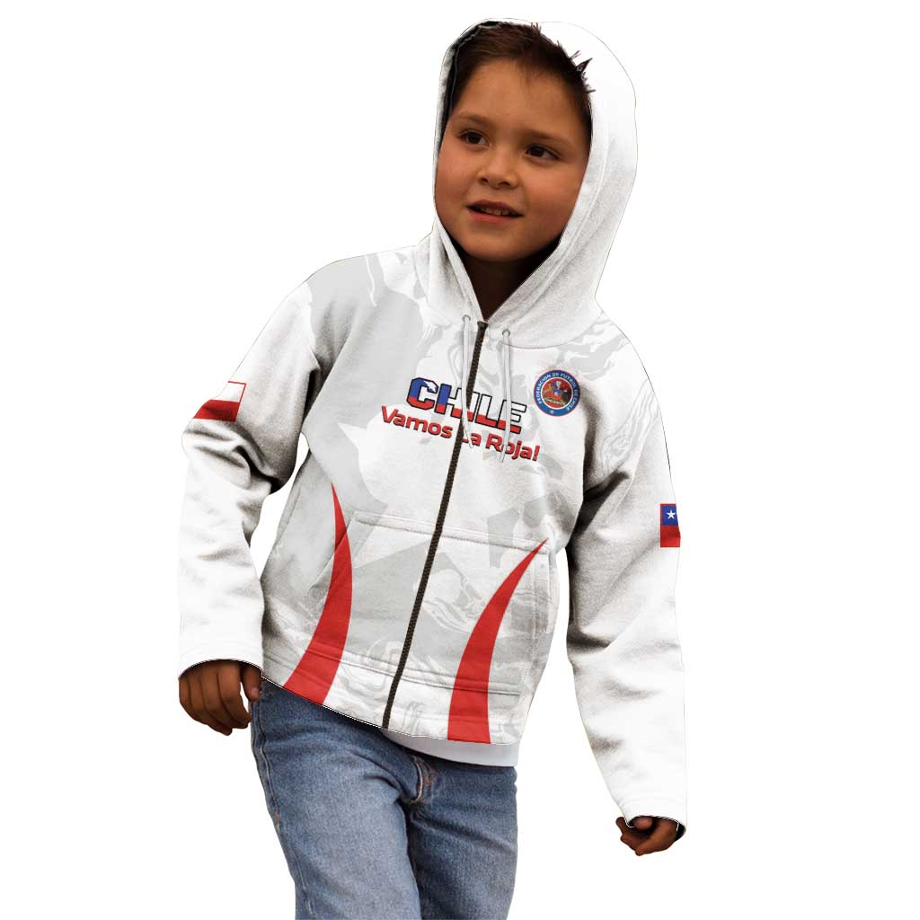 Custom Chile Football Kid Hoodie 2024 Vamos La Roja - White - Wonder Print Shop