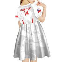 Custom Chile Football Kid Short Sleeve Dress 2024 Vamos La Roja - White - Wonder Print Shop