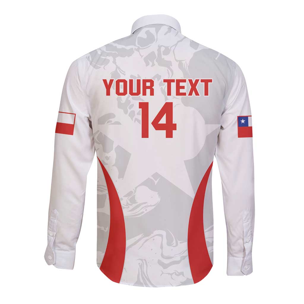Custom Chile Football Long Sleeve Button Shirt 2024 Vamos La Roja - White - Wonder Print Shop