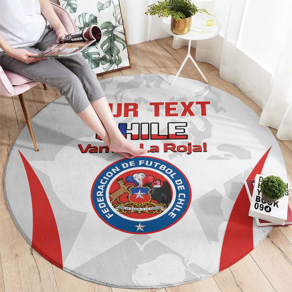 Custom Chile Football Round Carpet 2024 Vamos La Roja - White