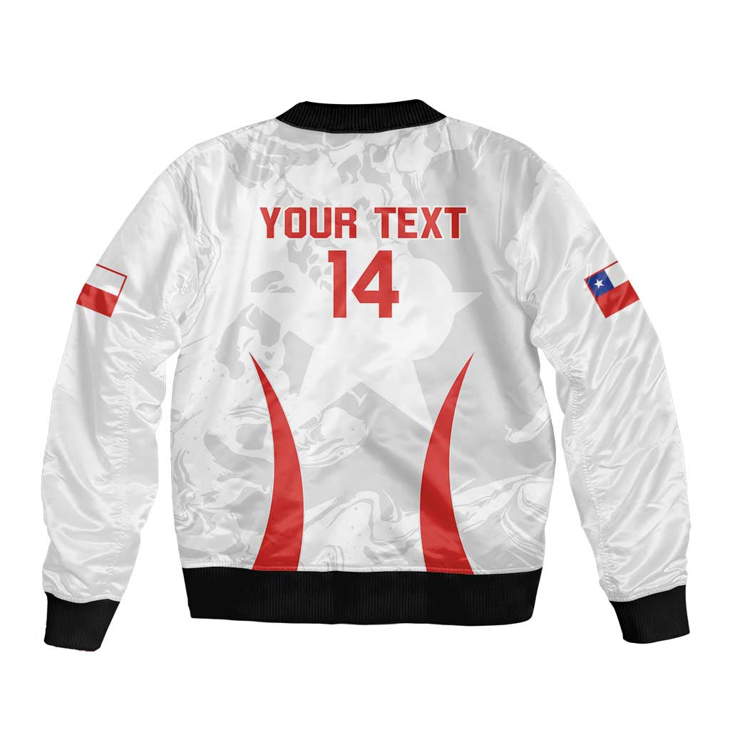 Custom Chile Football Sleeve Zip Bomber Jacket 2024 Vamos La Roja - White - Wonder Print Shop