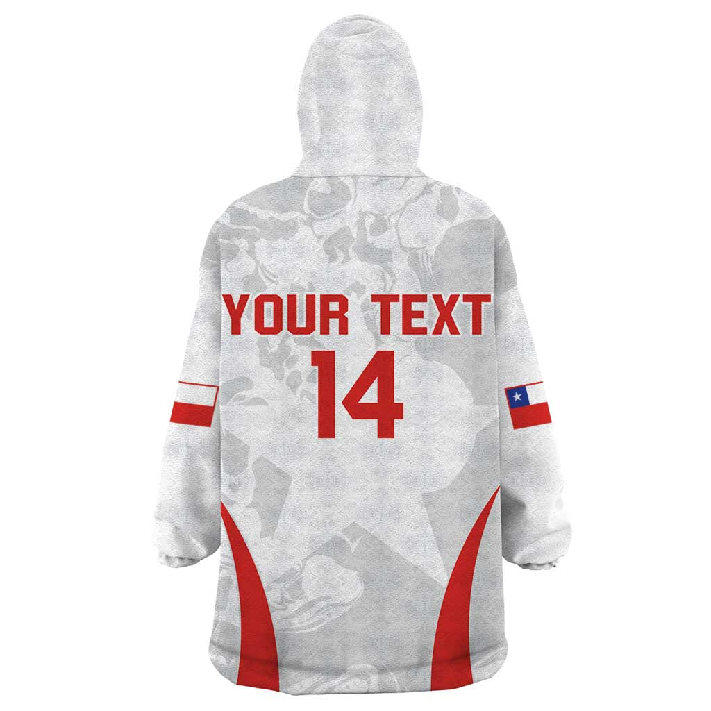 Custom Chile Football Wearable Blanket Hoodie 2024 Vamos La Roja - White - Wonder Print Shop