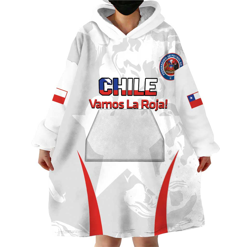Custom Chile Football Wearable Blanket Hoodie 2024 Vamos La Roja - White - Wonder Print Shop