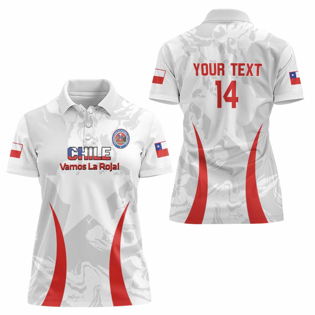 Custom Chile Football Women Polo Shirt 2024 Vamos La Roja - White - Wonder Print Shop