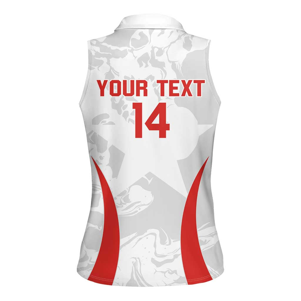 Custom Chile Football Women Sleeveless Polo Shirt 2024 Vamos La Roja - White - Wonder Print Shop