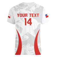 Custom Chile Football Women V-Neck T-Shirt 2024 Vamos La Roja - White - Wonder Print Shop