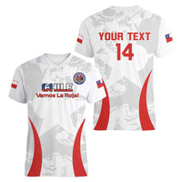Custom Chile Football Women V-Neck T-Shirt 2024 Vamos La Roja - White - Wonder Print Shop