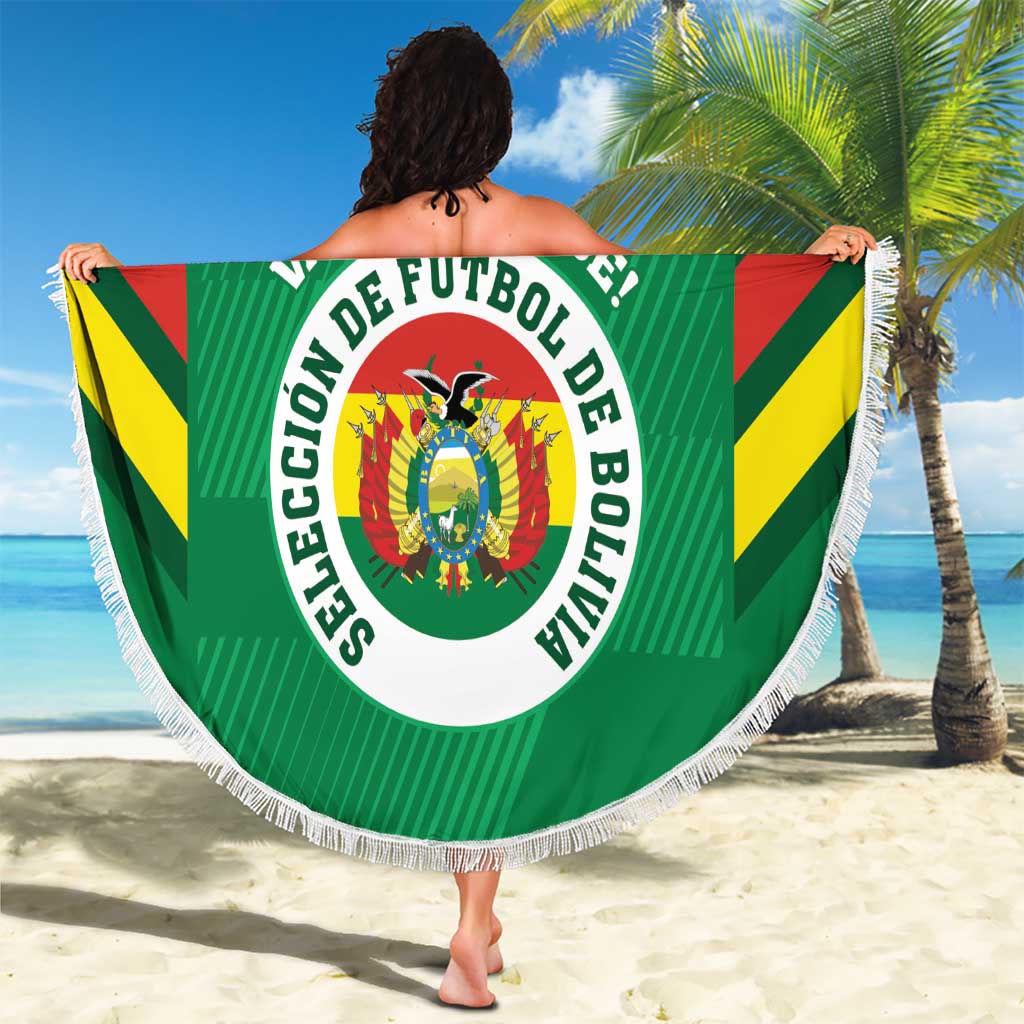 Custom Bolivia Football Beach Blanket 2024 Vamos La Verde - Green - Wonder Print Shop