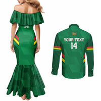 Custom Bolivia Football Couples Matching Mermaid Dress and Long Sleeve Button Shirt 2024 Vamos La Verde - Green