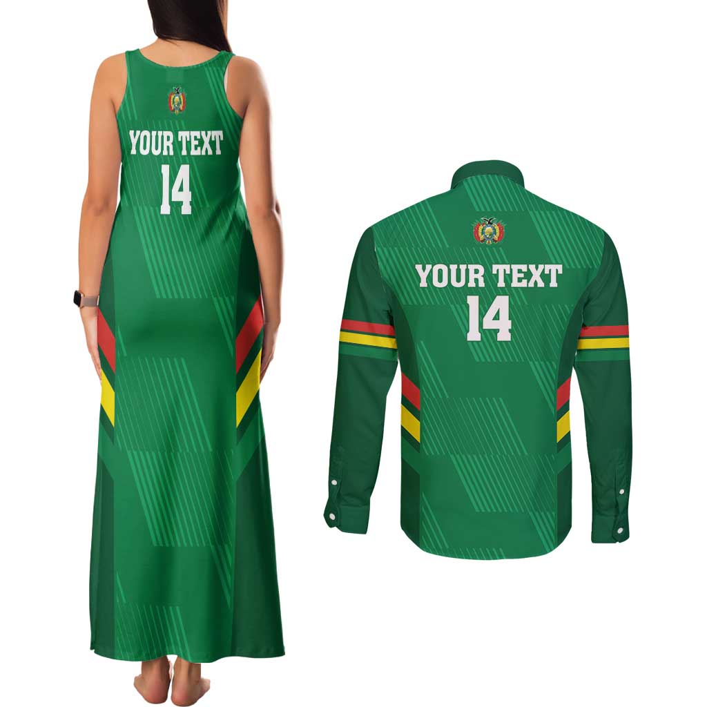 Custom Bolivia Football Couples Matching Tank Maxi Dress and Long Sleeve Button Shirt 2024 Vamos La Verde - Green - Wonder Print Shop