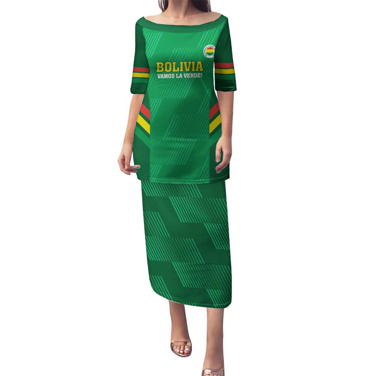 Custom Bolivia Football Family Matching Puletasi and Hawaiian Shirt 2024 Vamos La Verde - Green - Wonder Print Shop