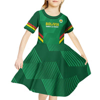 Custom Bolivia Football Kid Short Sleeve Dress 2024 Vamos La Verde - Green - Wonder Print Shop
