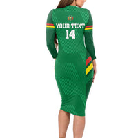 Custom Bolivia Football Long Sleeve Bodycon Dress 2024 Vamos La Verde - Green - Wonder Print Shop