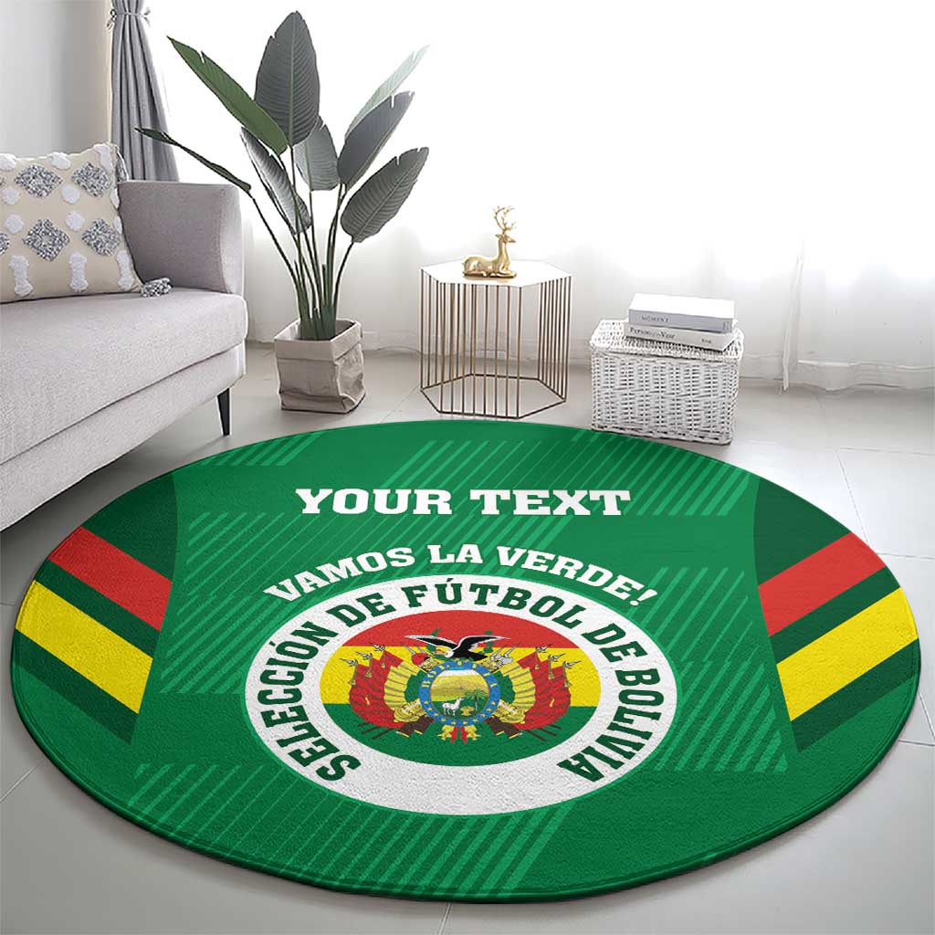 Custom Bolivia Football Round Carpet 2024 Vamos La Verde - Green