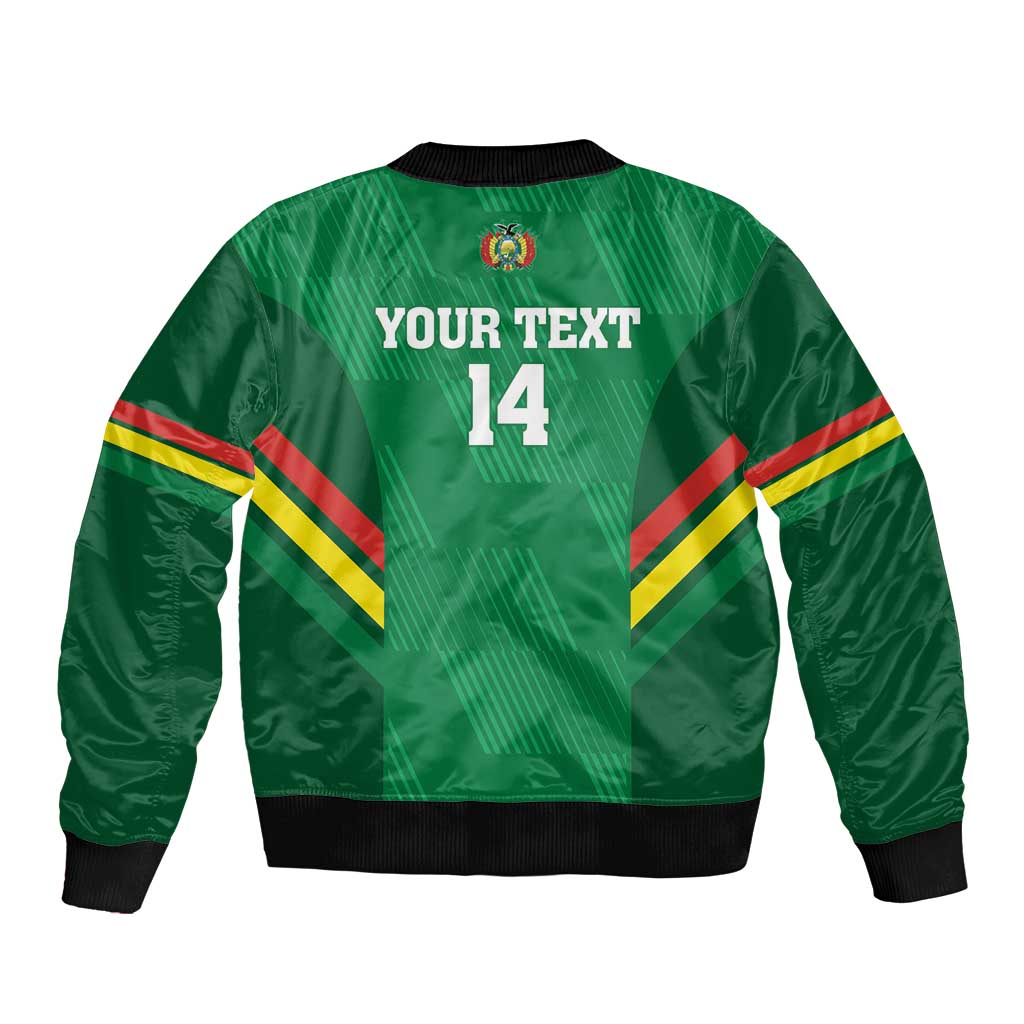 Custom Bolivia Football Sleeve Zip Bomber Jacket 2024 Vamos La Verde - Green - Wonder Print Shop
