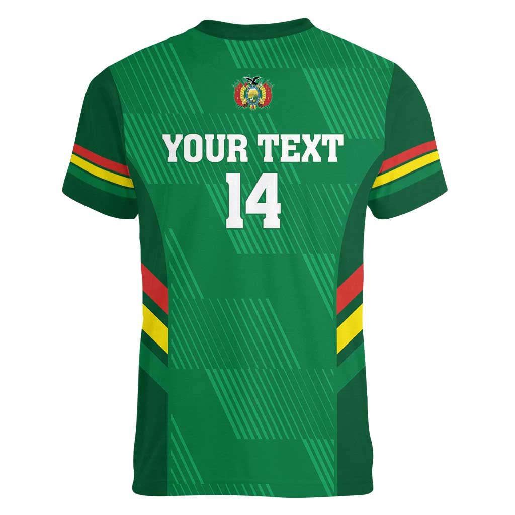Custom Bolivia Football Women V-Neck T-Shirt 2024 Vamos La Verde - Green - Wonder Print Shop