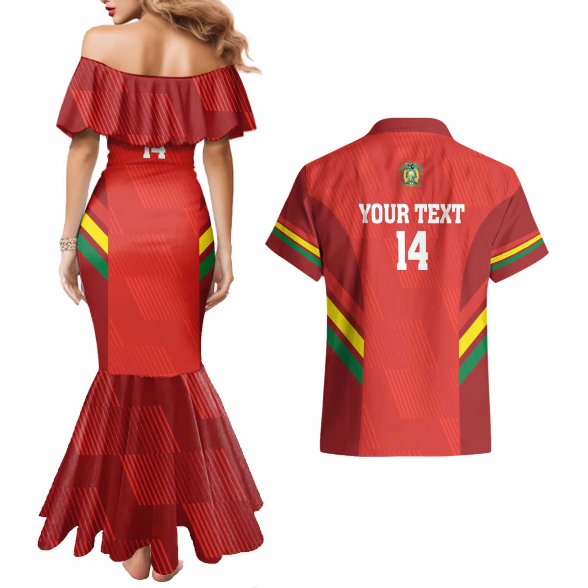 Custom Bolivia Football Couples Matching Mermaid Dress and Hawaiian Shirt 2024 Vamos La Verde - Red - Wonder Print Shop