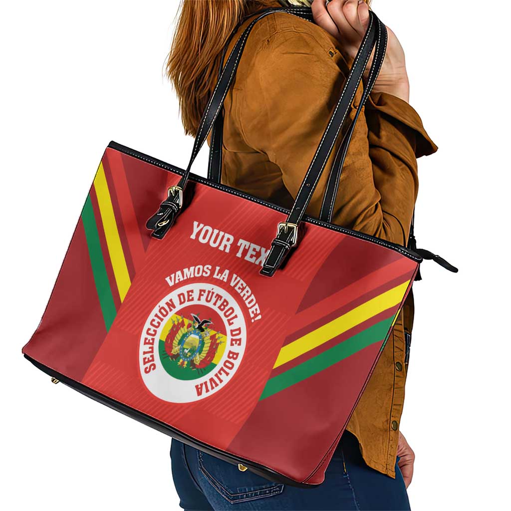 Custom Bolivia Football Leather Tote Bag 2024 Vamos La Verde - Red - Wonder Print Shop