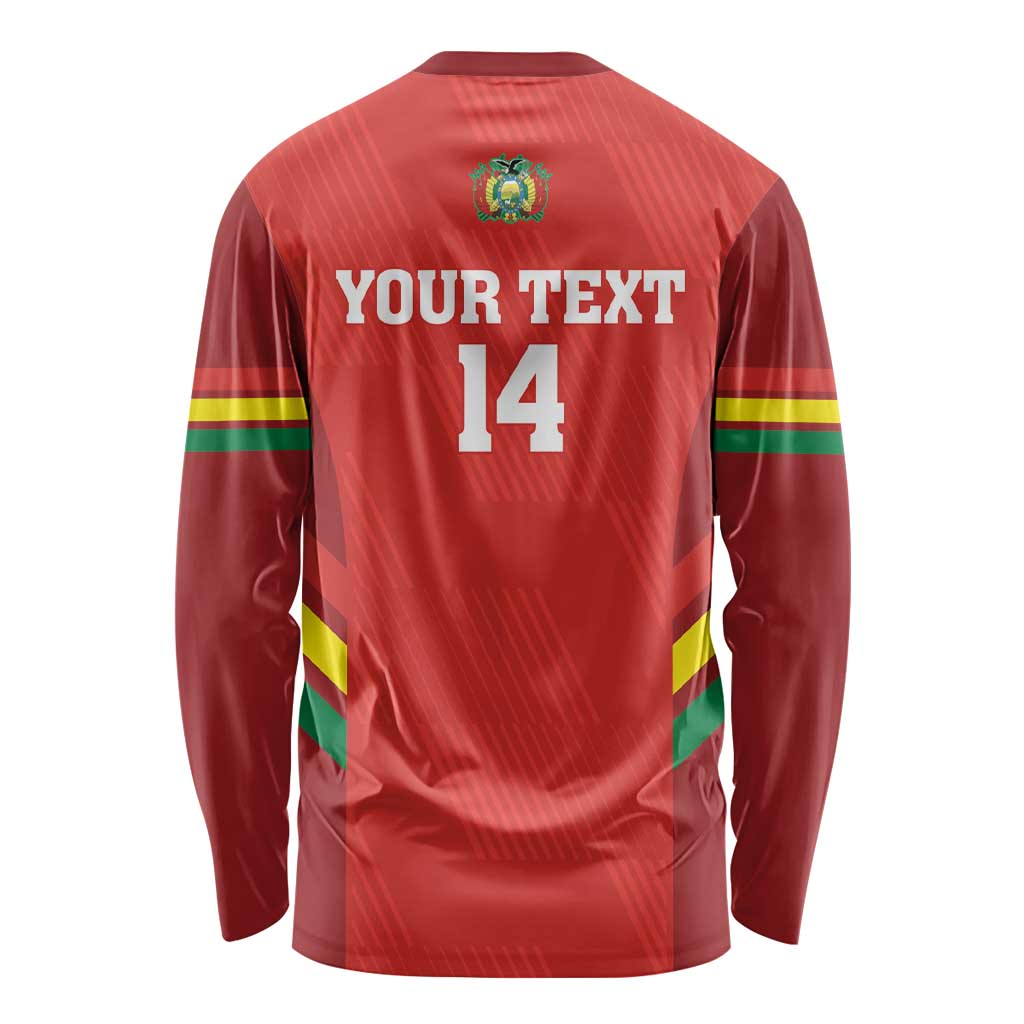Custom Bolivia Football Long Sleeve Shirt 2024 Vamos La Verde - Red - Wonder Print Shop