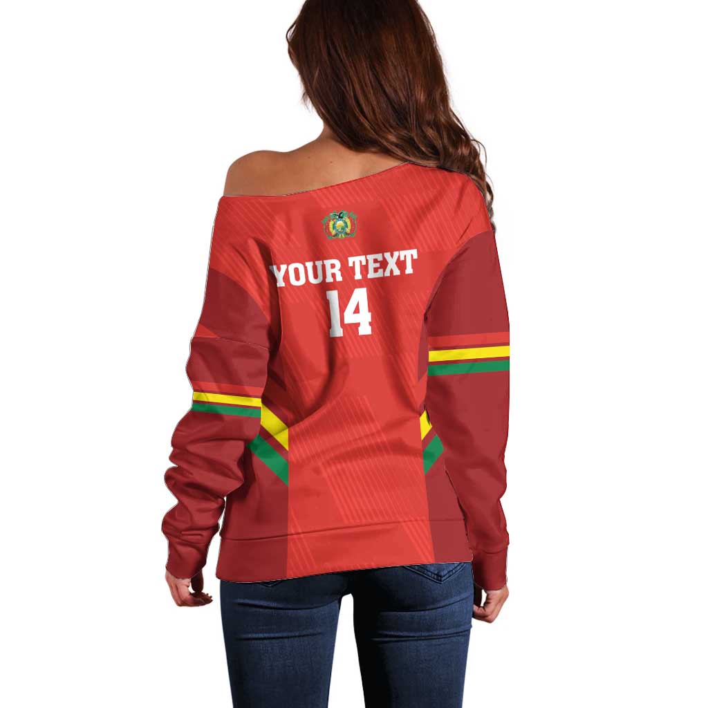 Custom Bolivia Football Off Shoulder Sweater 2024 Vamos La Verde - Red - Wonder Print Shop