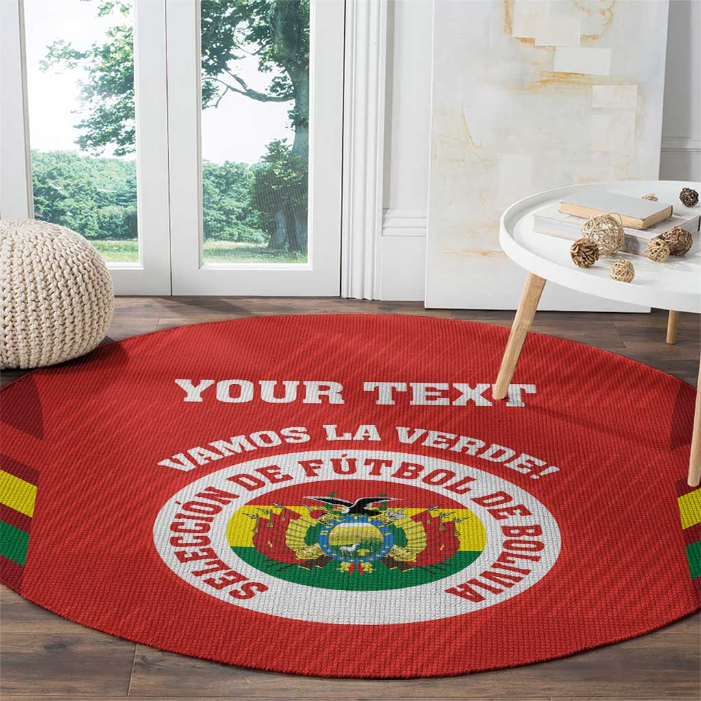 Custom Bolivia Football Round Carpet 2024 Vamos La Verde - Red