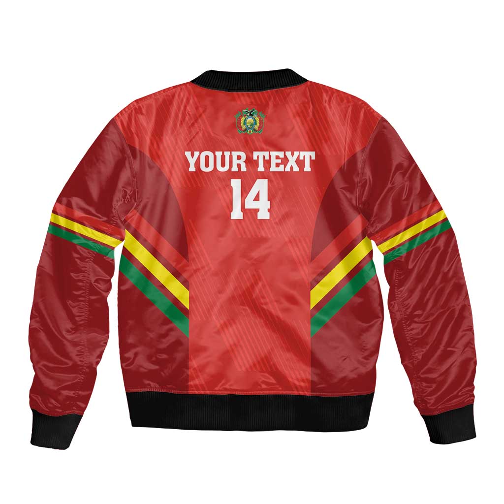 Custom Bolivia Football Sleeve Zip Bomber Jacket 2024 Vamos La Verde - Red - Wonder Print Shop