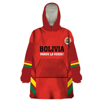 Custom Bolivia Football Wearable Blanket Hoodie 2024 Vamos La Verde - Red - Wonder Print Shop