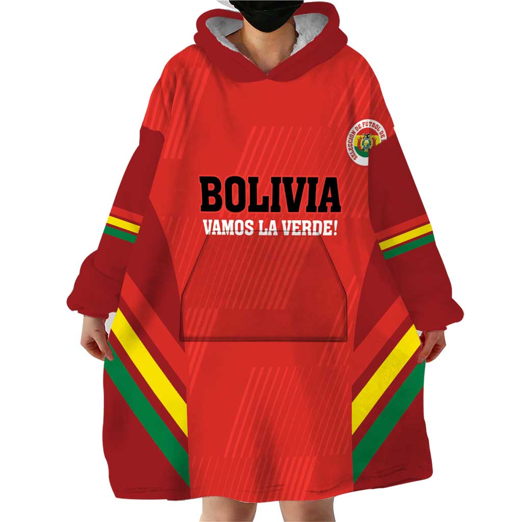Custom Bolivia Football Wearable Blanket Hoodie 2024 Vamos La Verde - Red - Wonder Print Shop