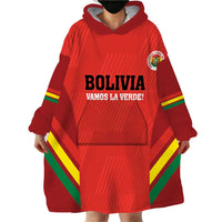 Custom Bolivia Football Wearable Blanket Hoodie 2024 Vamos La Verde - Red - Wonder Print Shop