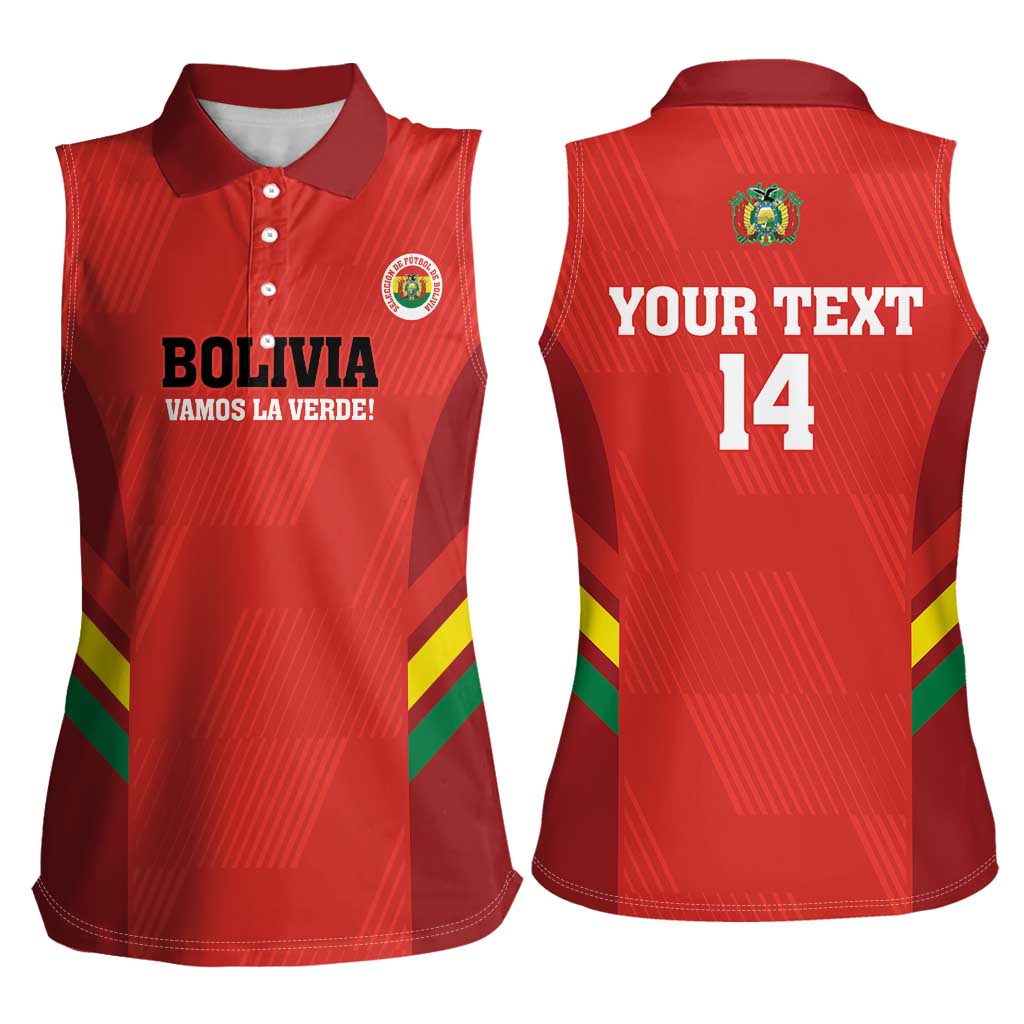 Custom Bolivia Football Women Sleeveless Polo Shirt 2024 Vamos La Verde - Red - Wonder Print Shop