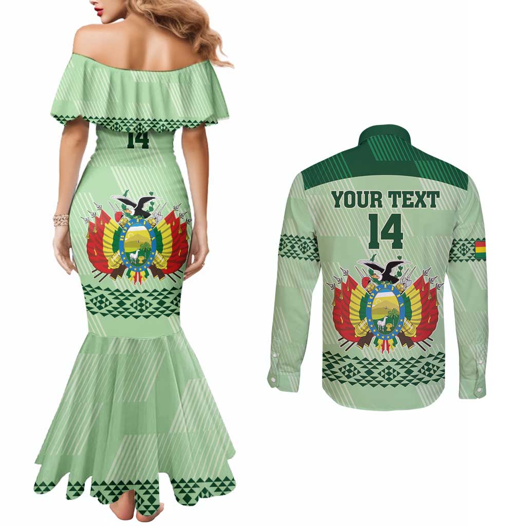 Custom La Verde Bolivia Football Couples Matching Mermaid Dress and Long Sleeve Button Shirt Est 1926 Newest Version