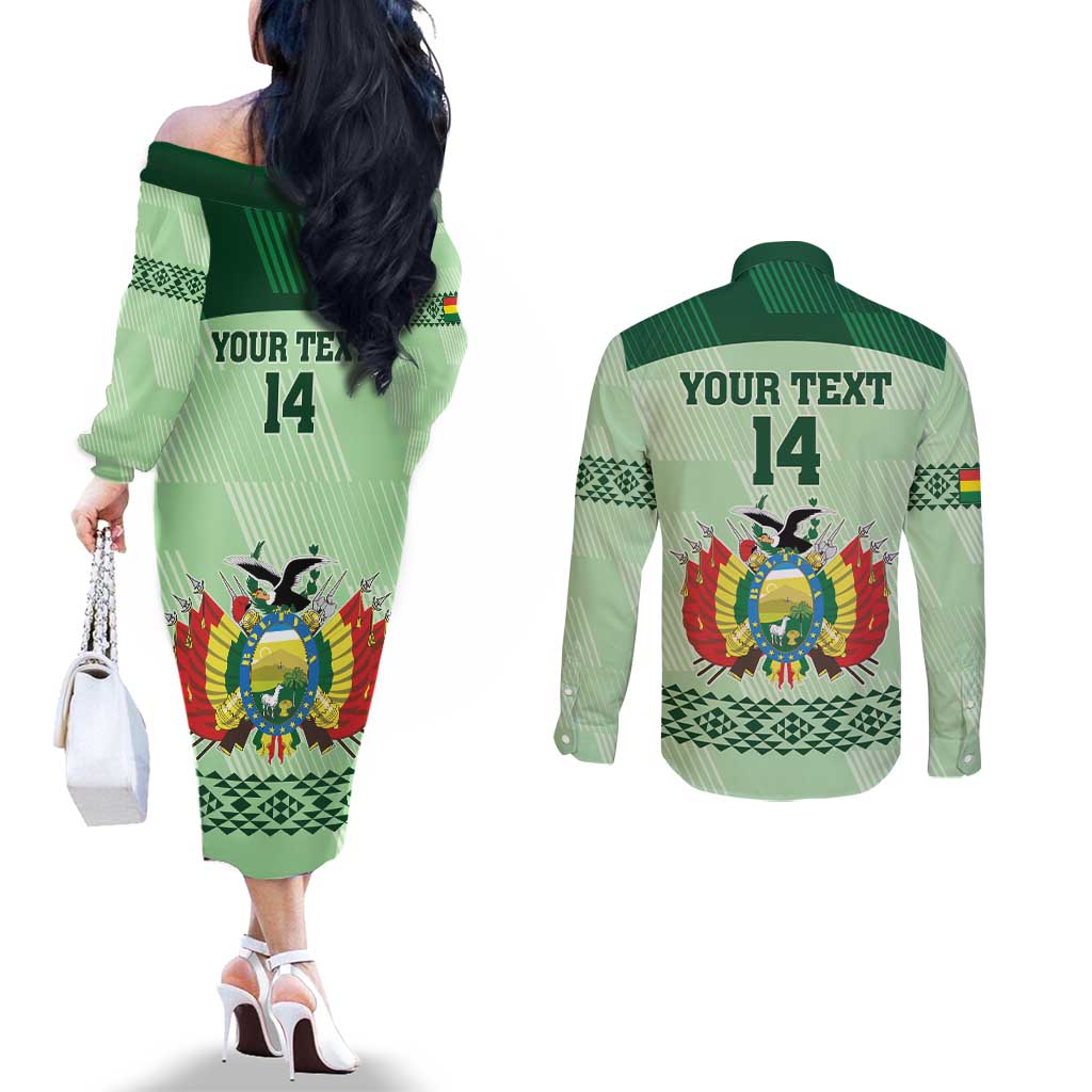 Custom La Verde Bolivia Football Couples Matching Off The Shoulder Long Sleeve Dress and Long Sleeve Button Shirt Est 1926 Newest Version