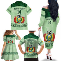 Custom La Verde Bolivia Football Family Matching Off The Shoulder Long Sleeve Dress and Hawaiian Shirt Est 1926 Newest Version - Wonder Print Shop