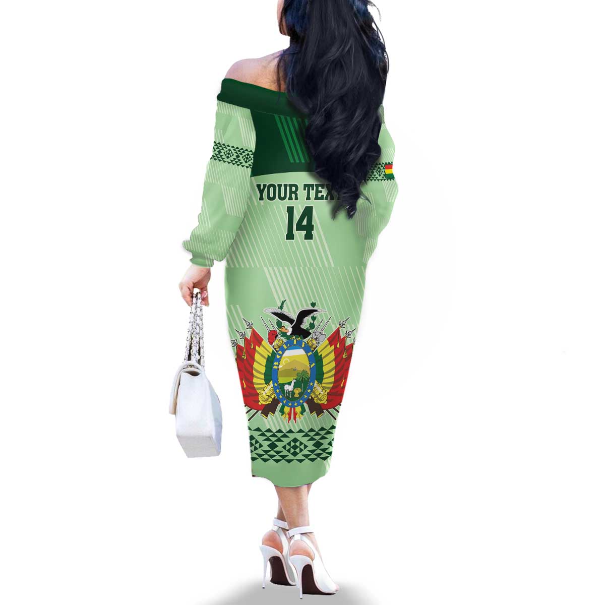 Custom La Verde Bolivia Football Family Matching Off The Shoulder Long Sleeve Dress and Hawaiian Shirt Est 1926 Newest Version - Wonder Print Shop