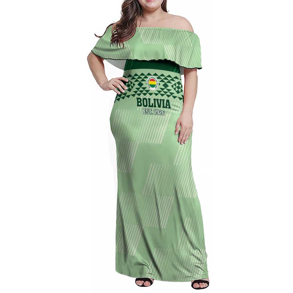 Custom La Verde Bolivia Football Family Matching Off Shoulder Maxi Dress and Hawaiian Shirt Est 1926 Newest Version - Wonder Print Shop