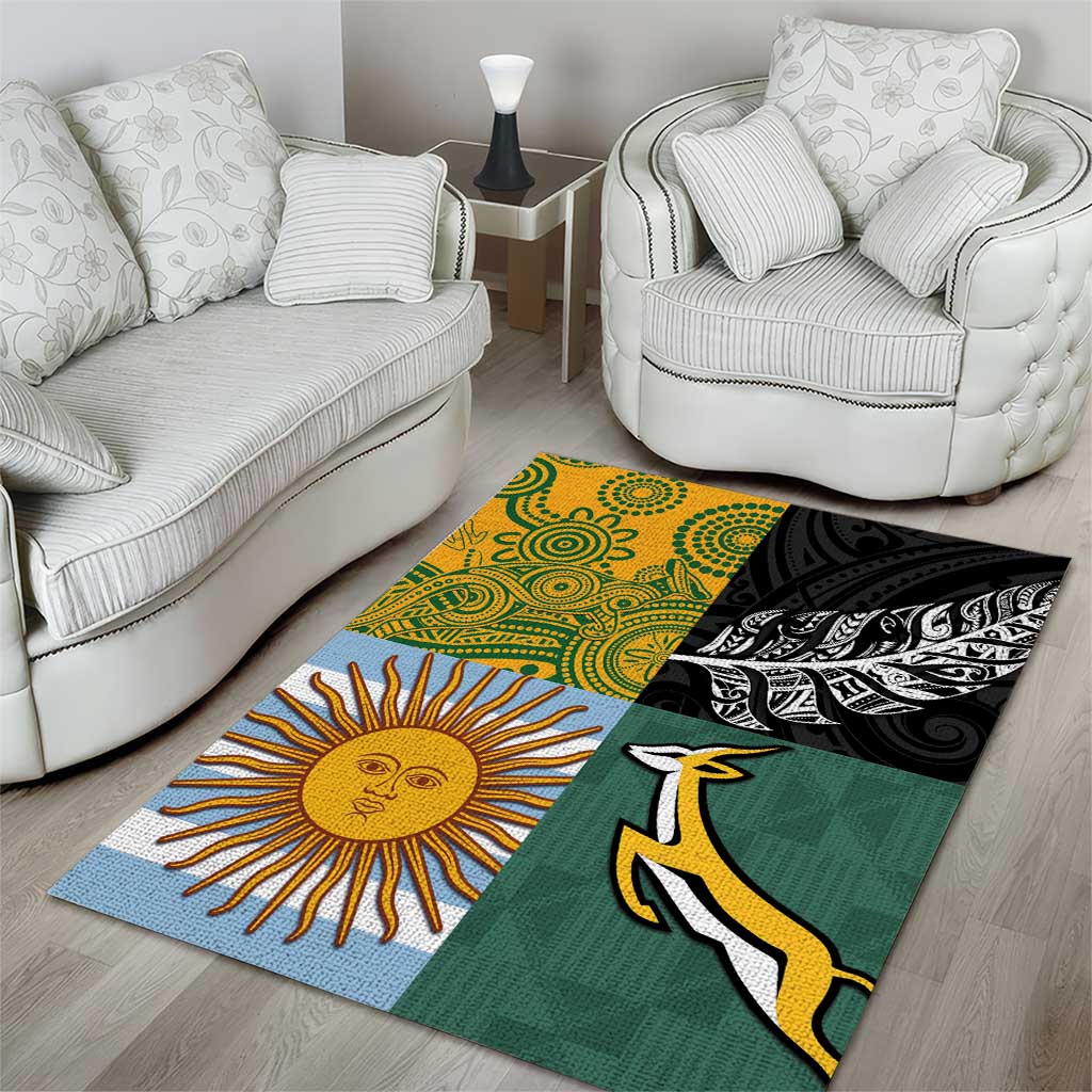Rugby 2025 Championship Area Rug Combination of Southern Hemisphere Countries - Wonder Print Shop