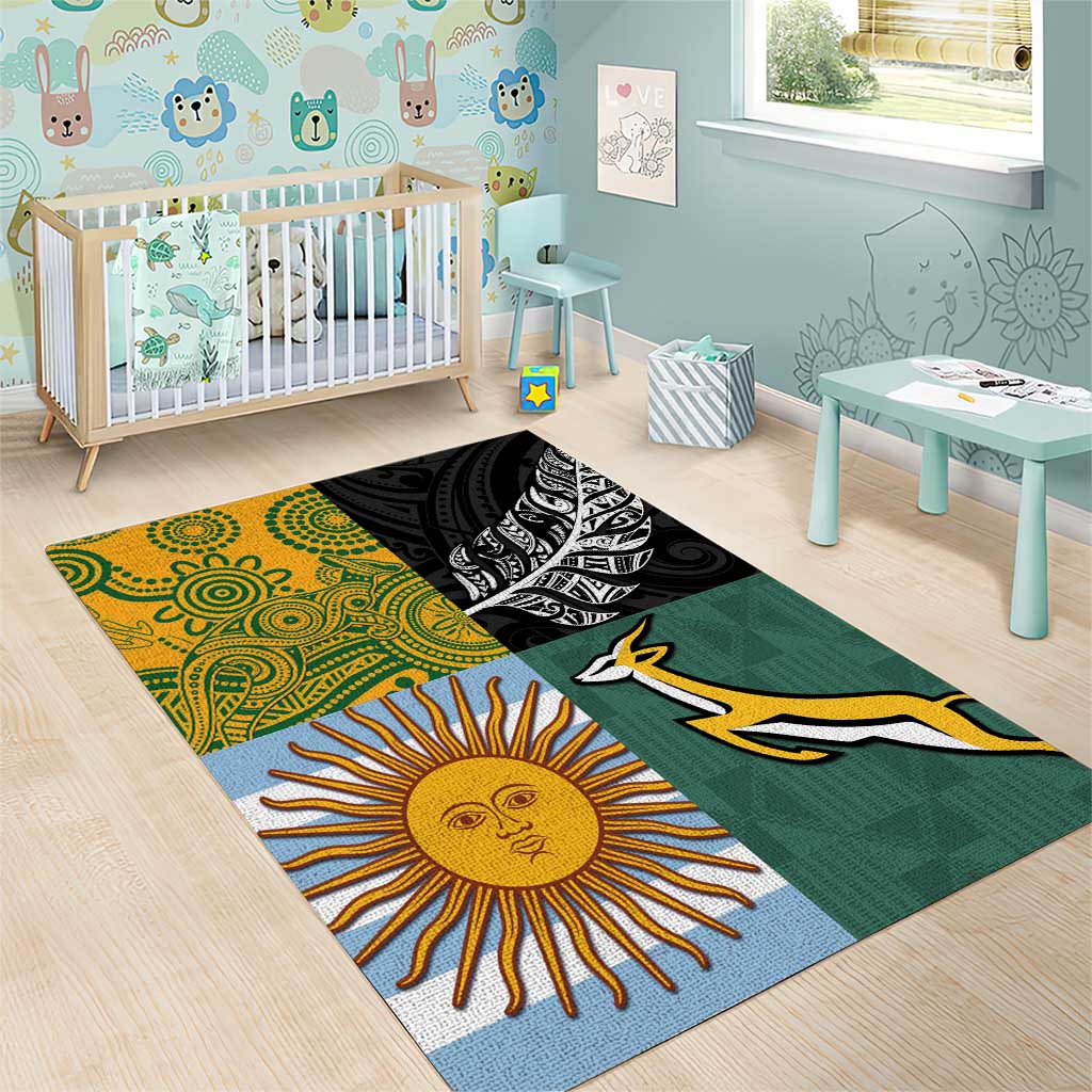 Rugby 2025 Championship Area Rug Combination of Southern Hemisphere Countries - Wonder Print Shop