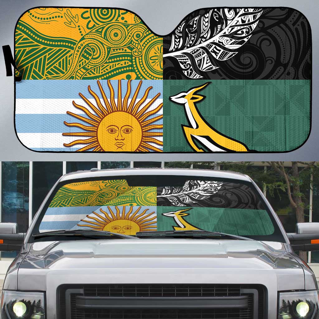 Rugby 2025 Championship Auto Sun Shade Combination of Southern Hemisphere Countries - Wonder Print Shop