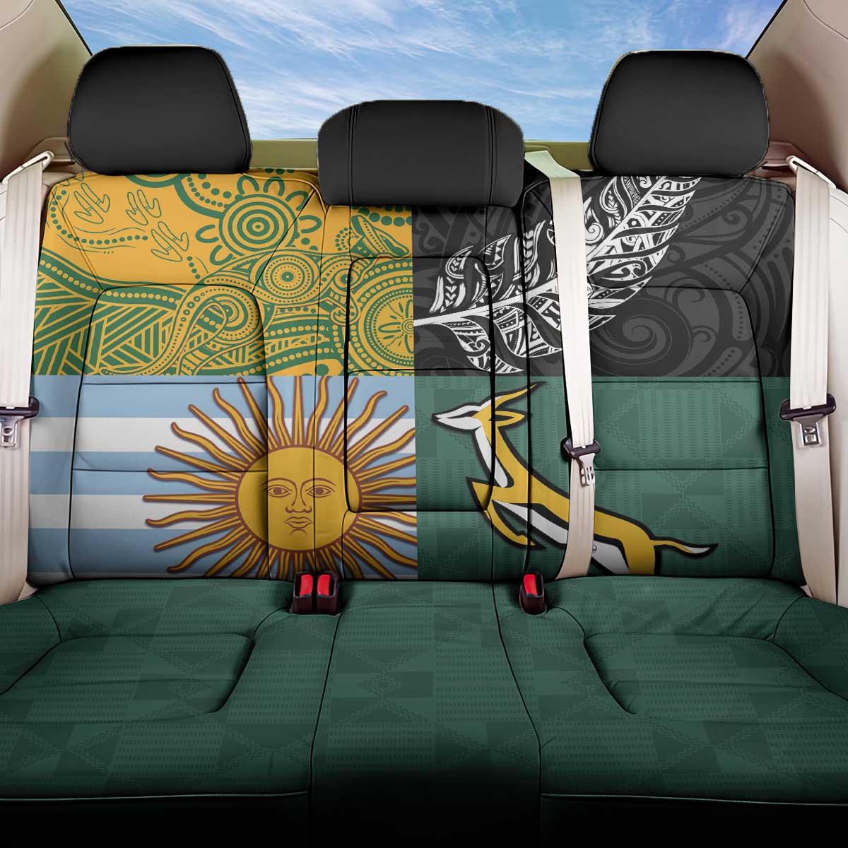 Rugby 2025 Championship Back Car Seat Cover Combination of Southern Hemisphere Countries - Wonder Print Shop