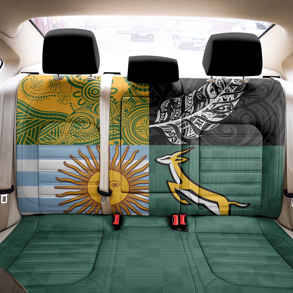 Rugby 2025 Championship Back Car Seat Cover Combination of Southern Hemisphere Countries - Wonder Print Shop