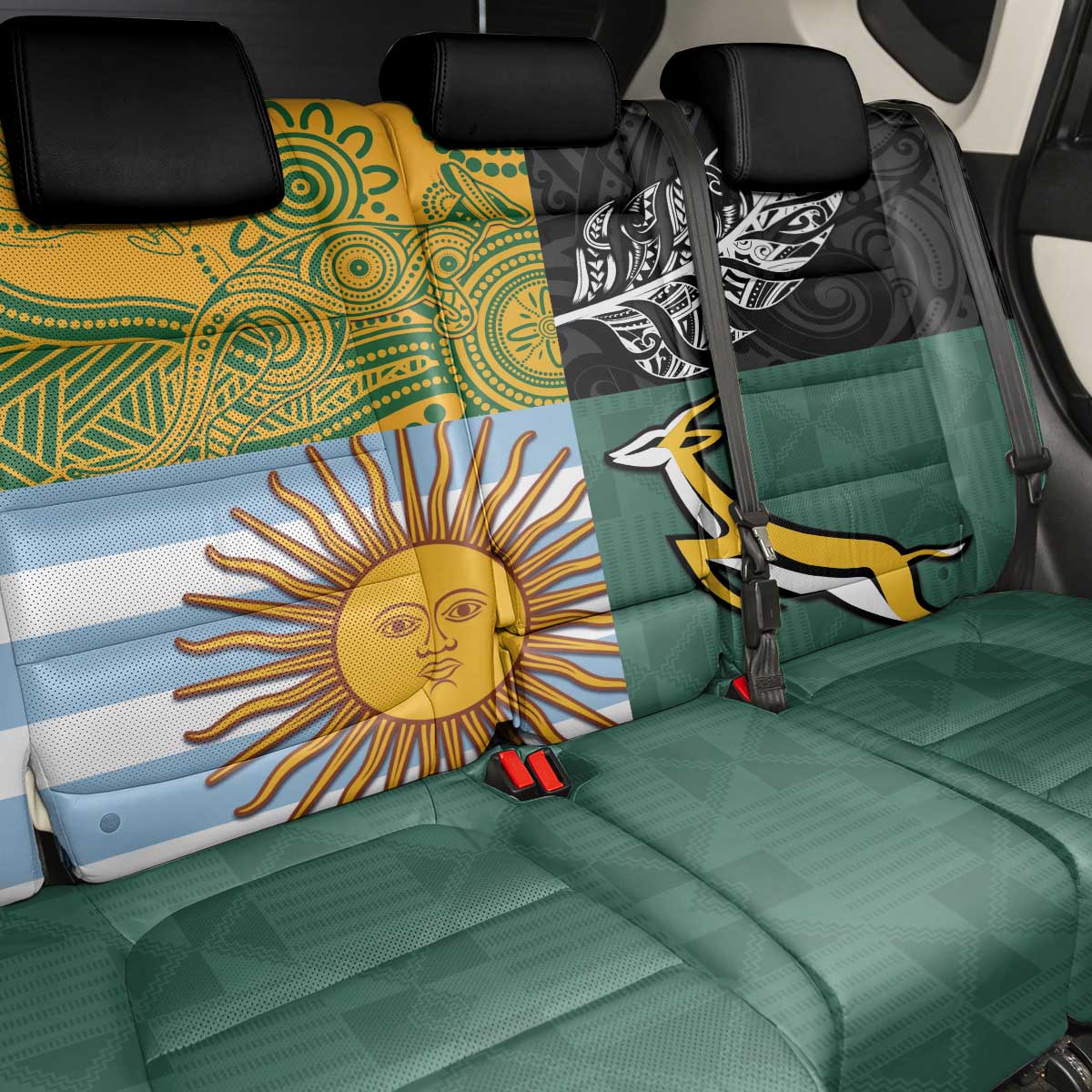 Rugby 2025 Championship Back Car Seat Cover Combination of Southern Hemisphere Countries - Wonder Print Shop