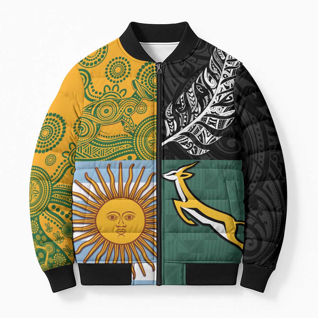 Personalised Rugby 2025 Championship Bomber Puffer Jacket Combination of Southern Hemisphere Countries - Wonder Print Shop