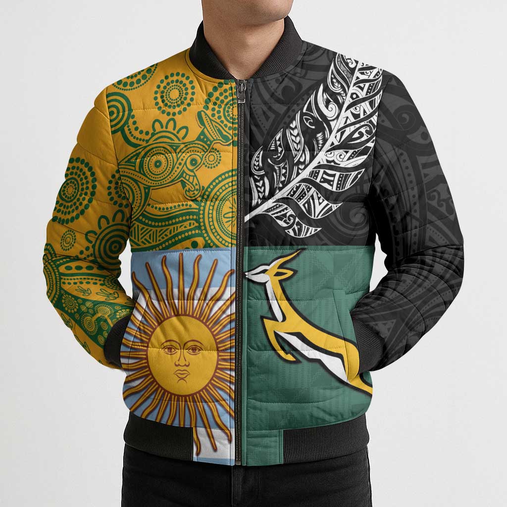 Personalised Rugby 2025 Championship Bomber Puffer Jacket Combination of Southern Hemisphere Countries - Wonder Print Shop