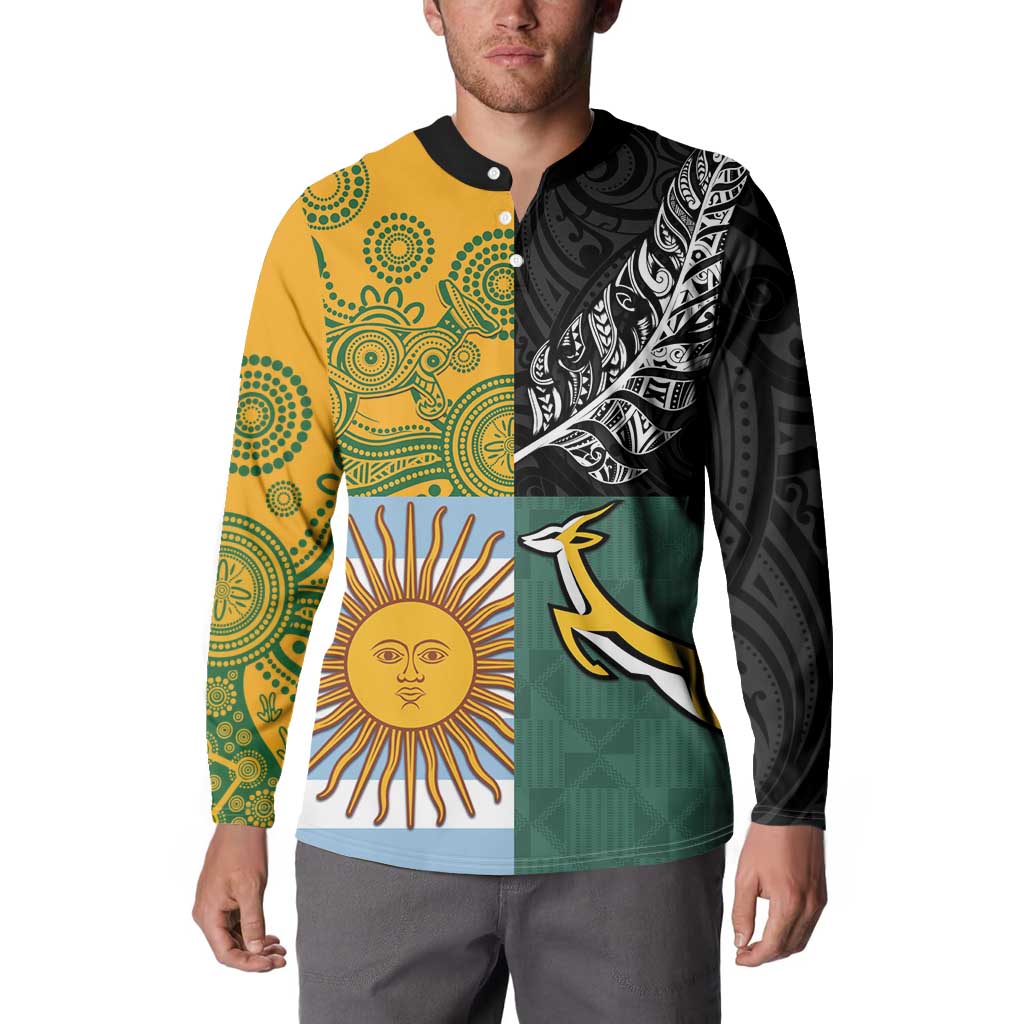Personalised Rugby 2025 Championship Button Sweatshirt Combination of Southern Hemisphere Countries - Wonder Print Shop