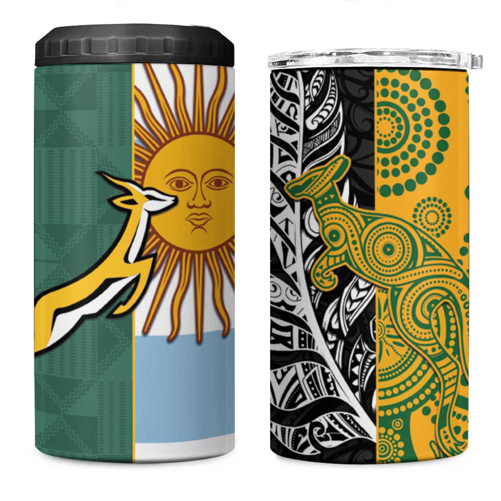 Rugby 2025 Championship 4 in 1 Can Cooler Tumbler Combination of Southern Hemisphere Countries - Wonder Print Shop