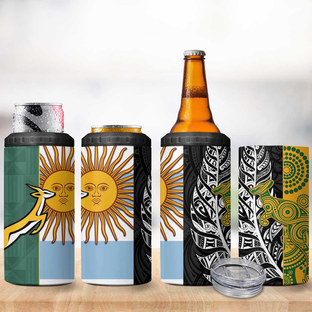Rugby 2025 Championship 4 in 1 Can Cooler Tumbler Combination of Southern Hemisphere Countries - Wonder Print Shop