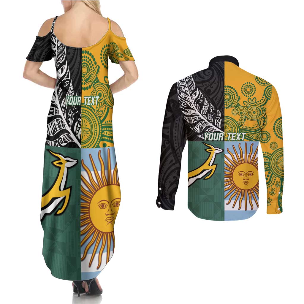 Personalised Rugby 2025 Championship Couples Matching Summer Maxi Dress and Long Sleeve Button Shirt Combination of Southern Hemisphere Countries - Wonder Print Shop